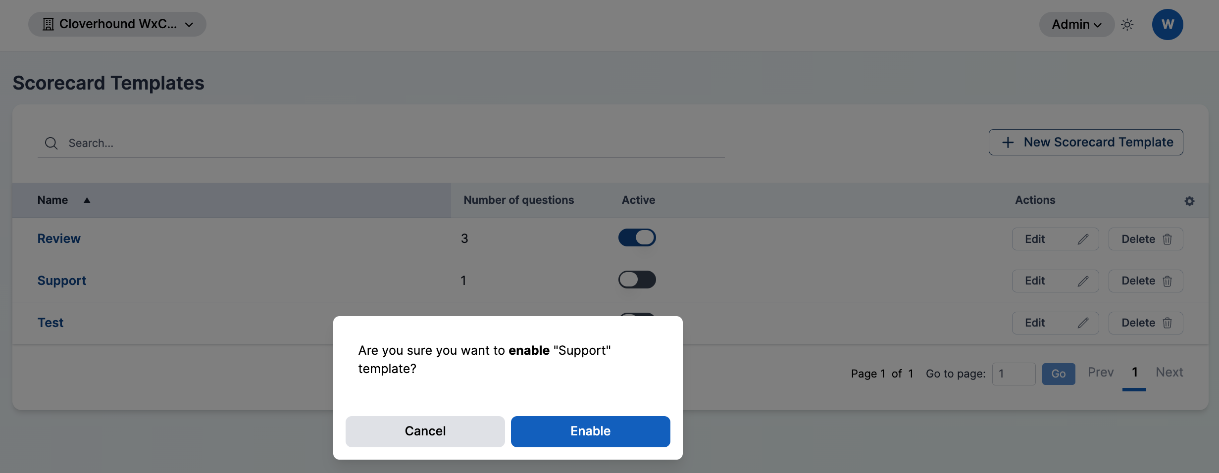 Active toggle with confirmation