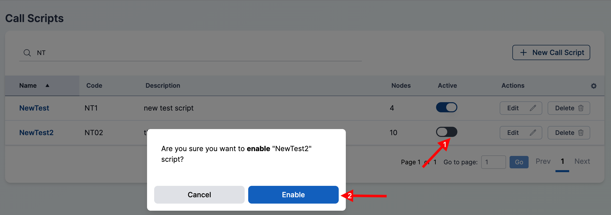 Active toggle confirmation dialog