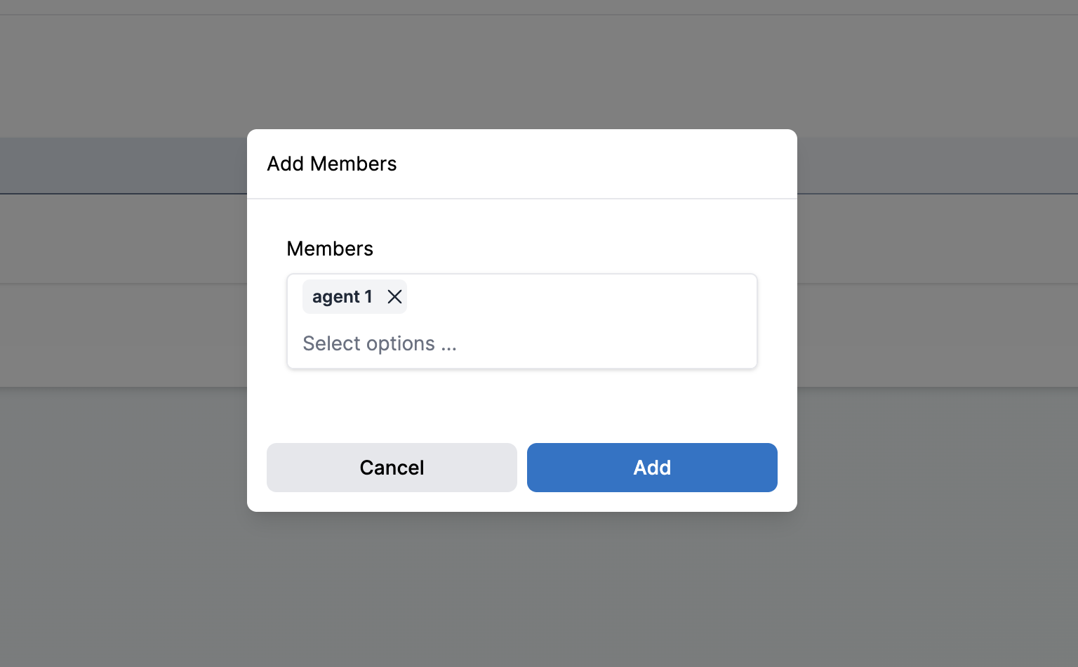 Add Members form with multi-select