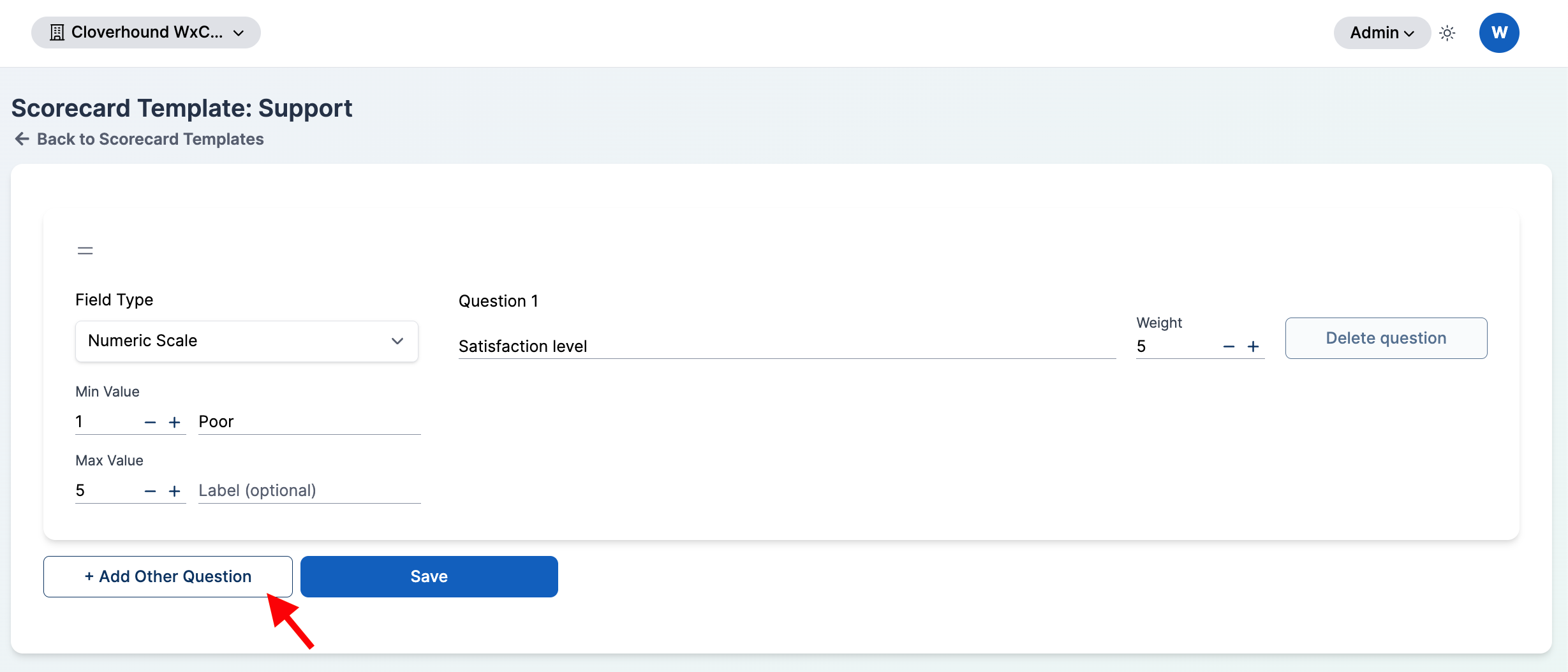 + Add Other Question button below the question list
