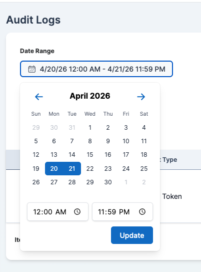Date range filter