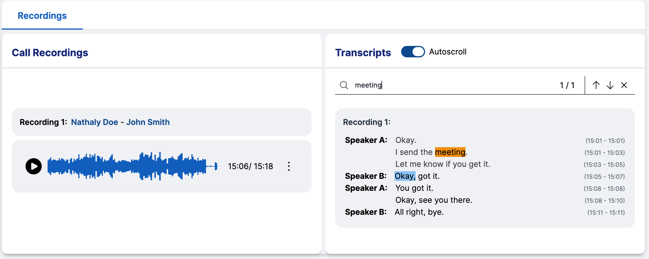 Search transcript
