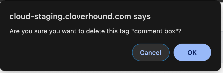 Remove Tag Confirmation