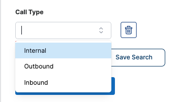 Calls Table Call Type Filter