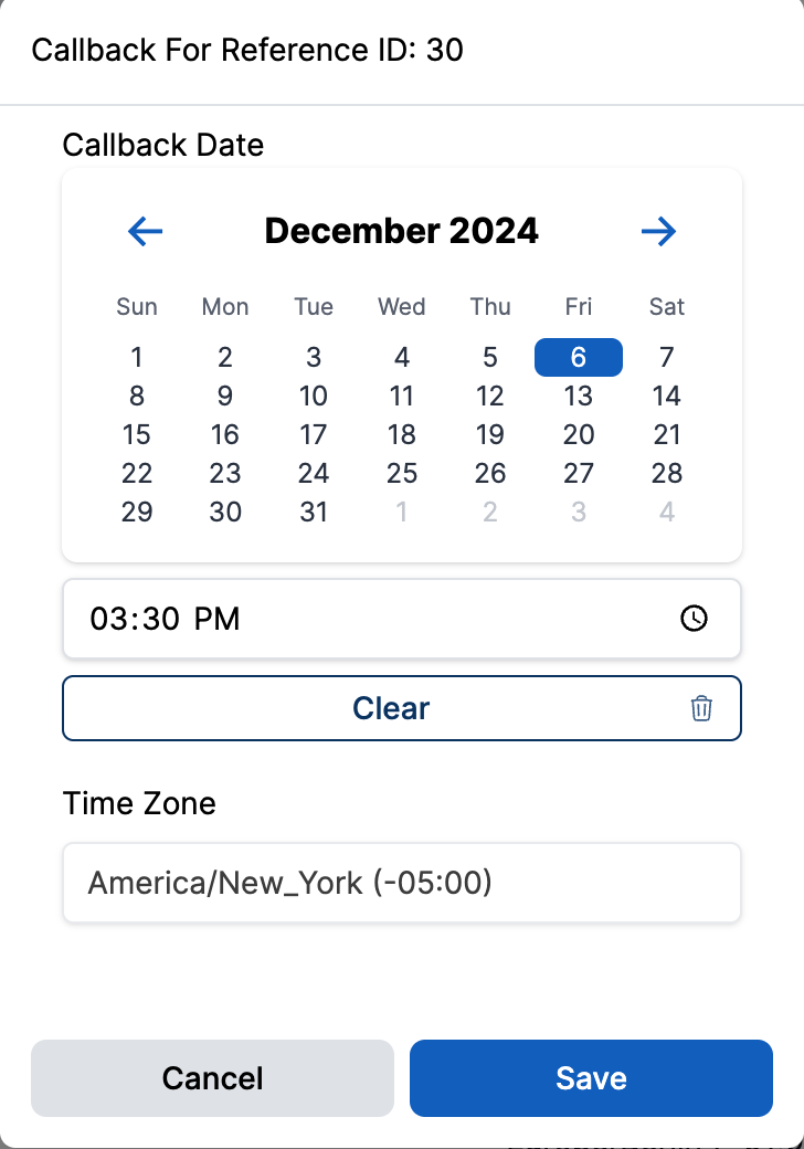Callback Record Form Filled
