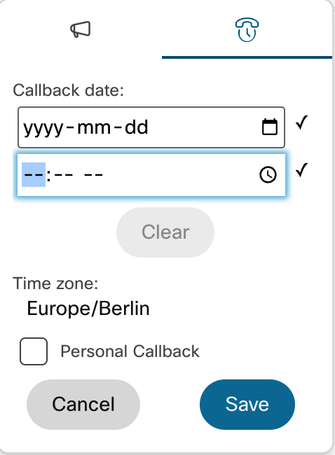 callback time input