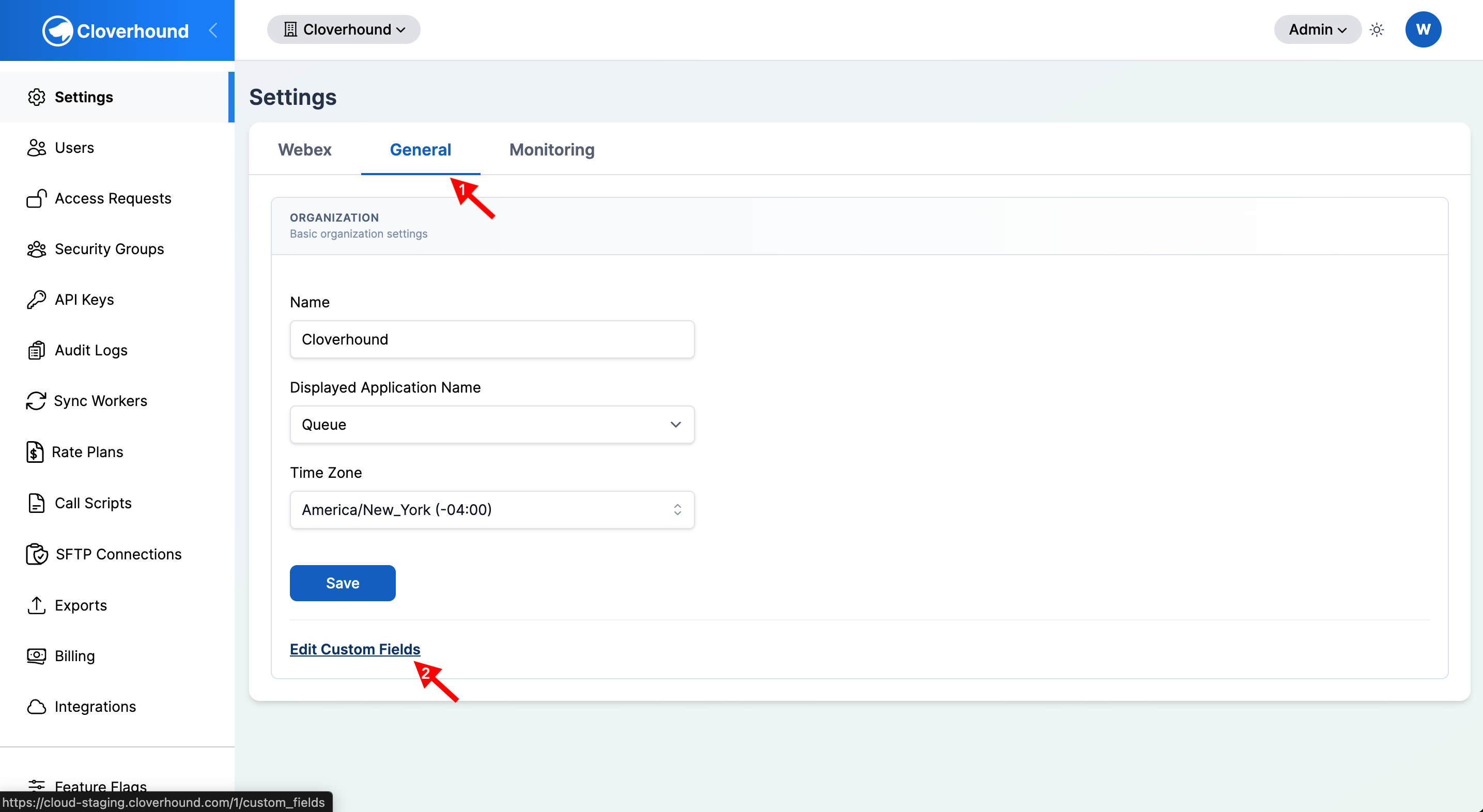 The Custom Fields page