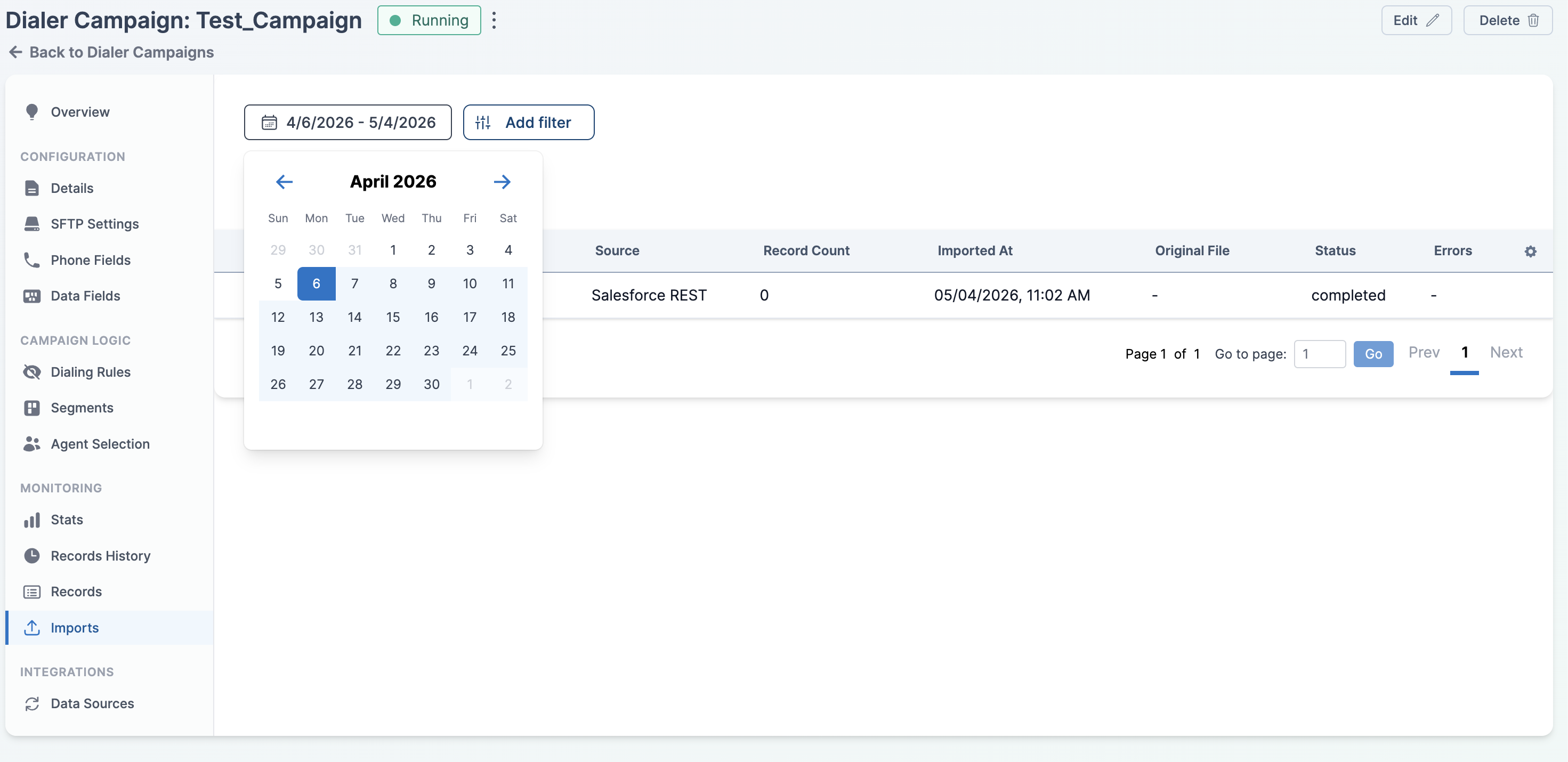 Date range picker