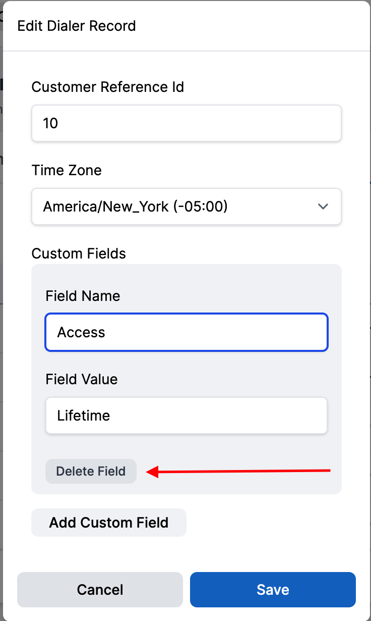 Delete Custom Field to Record