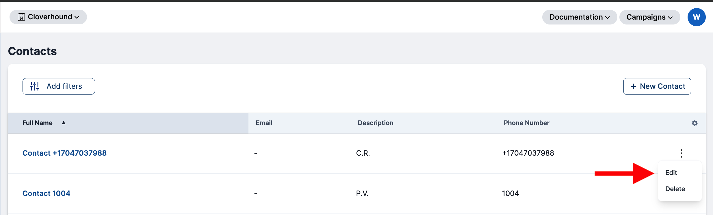 Edit Contact Button