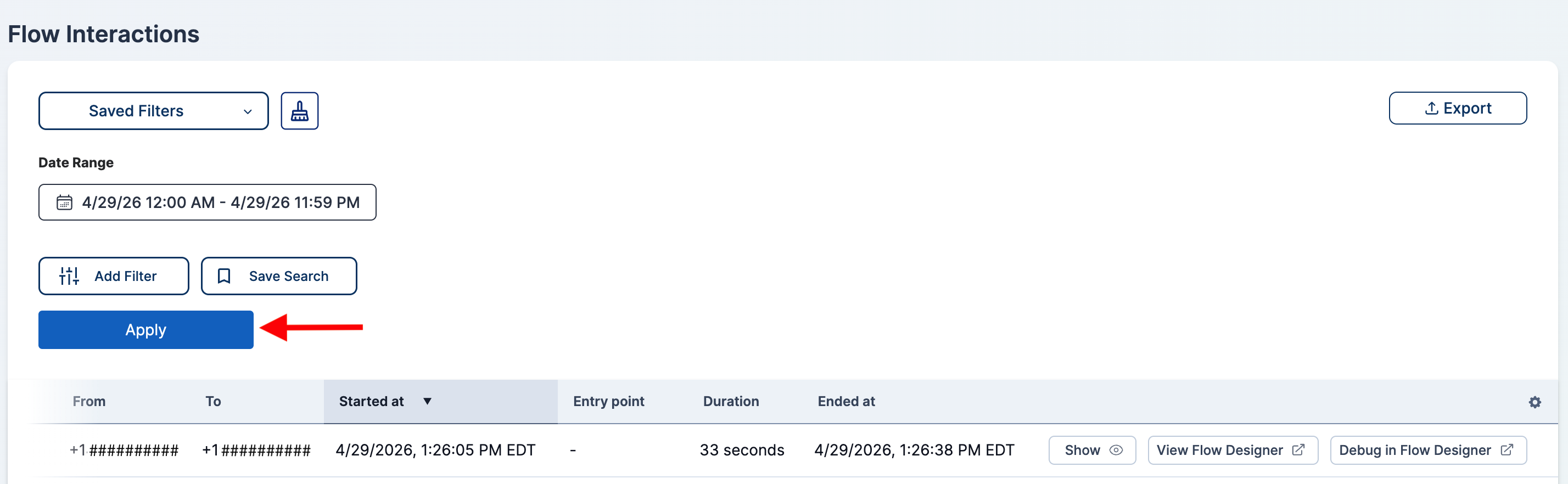 Flow interactions filtered