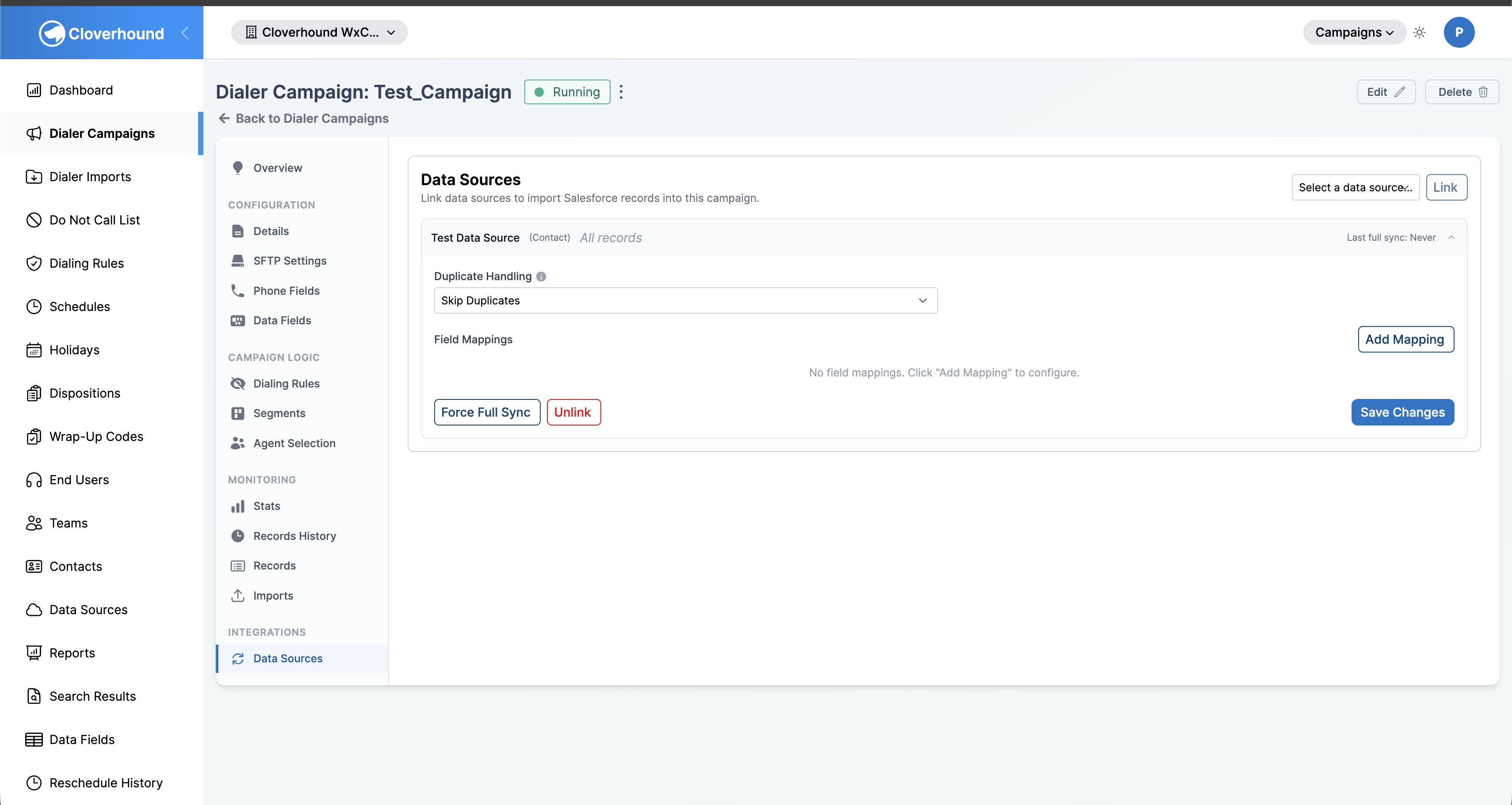 Expanded link showing duplicate handling and field mappings