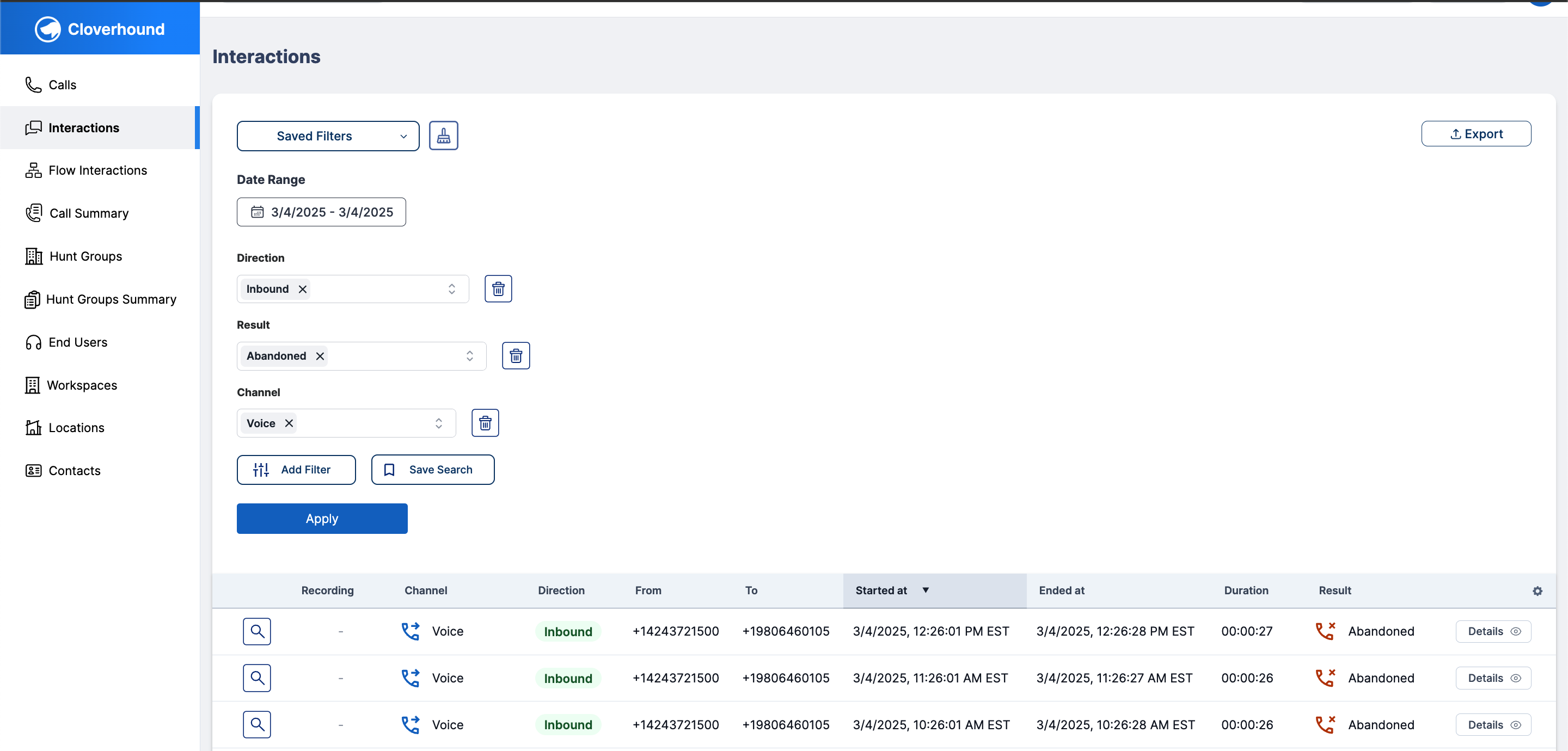 Interactions Table Multiple Filters Example