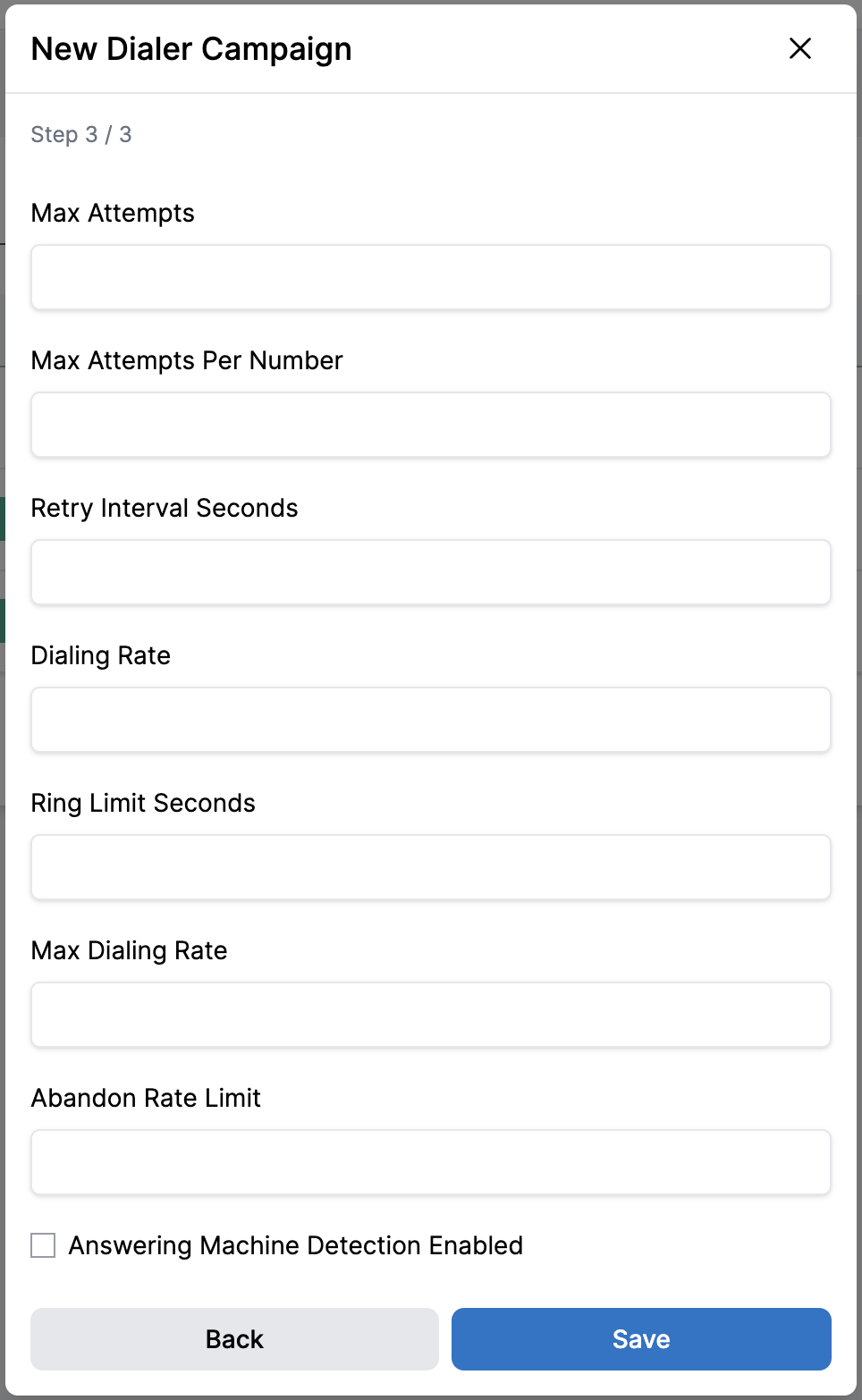New Dialer Campaign - Step 3