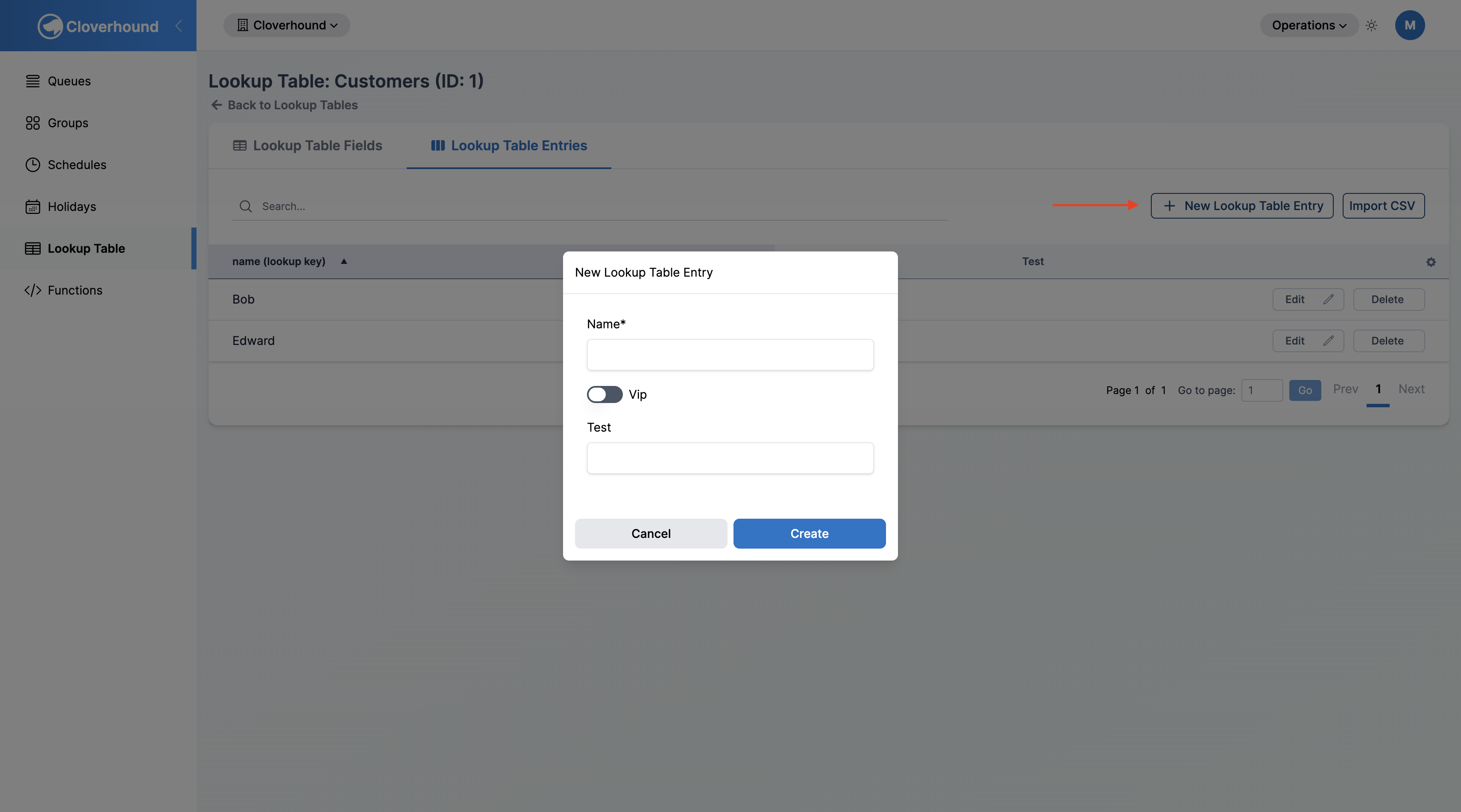 New Lookup Table Entry form