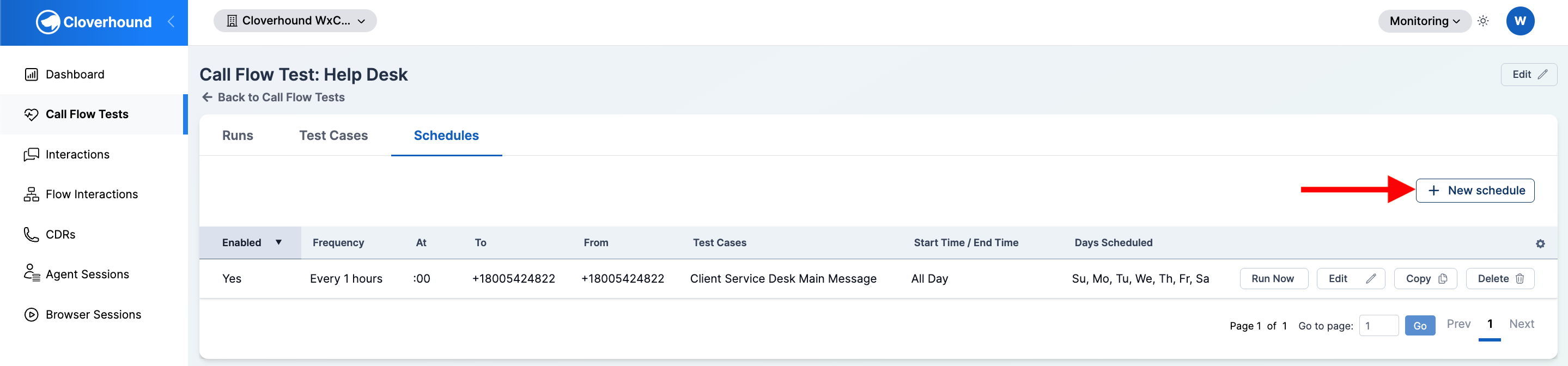 New schedule button