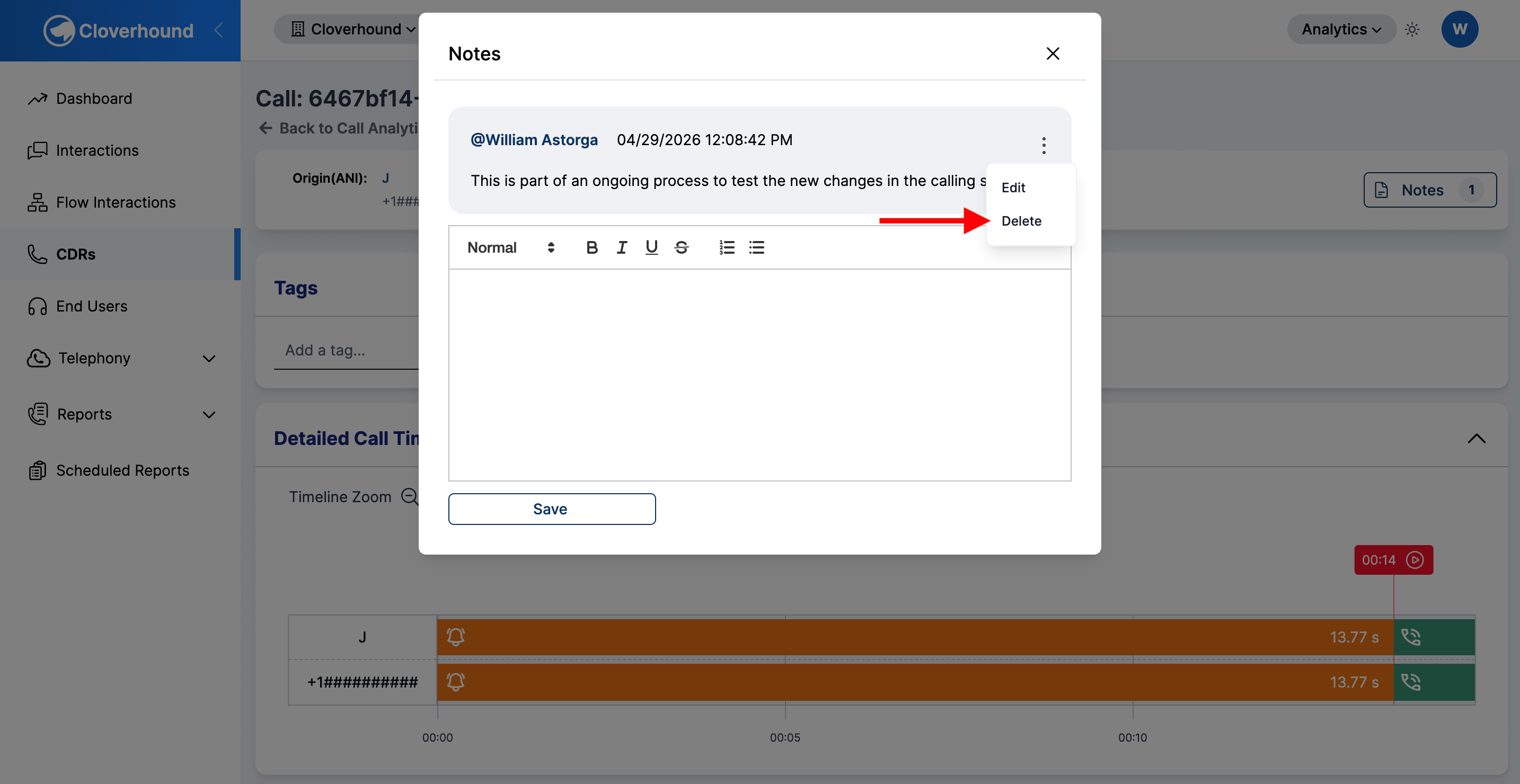 Delete Note Option