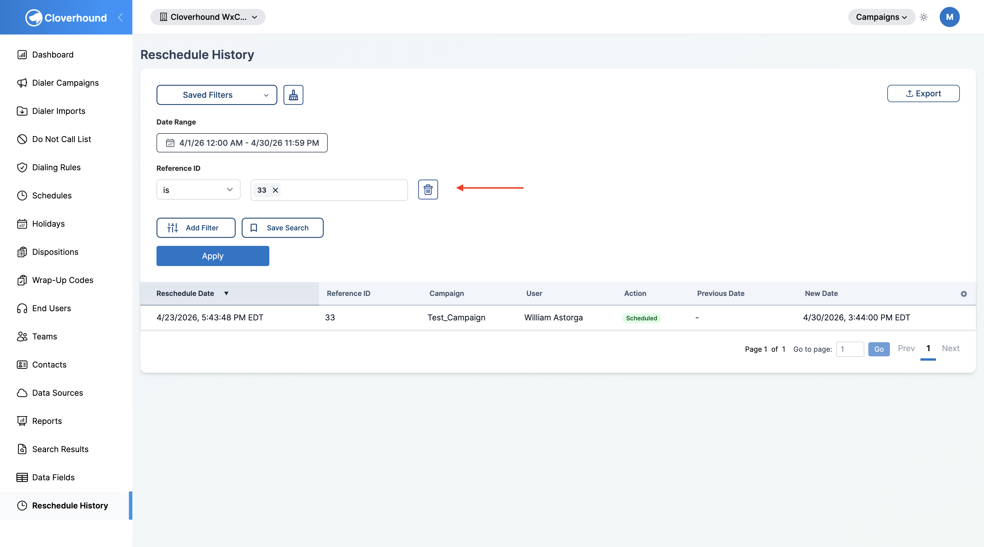 Reference ID filter