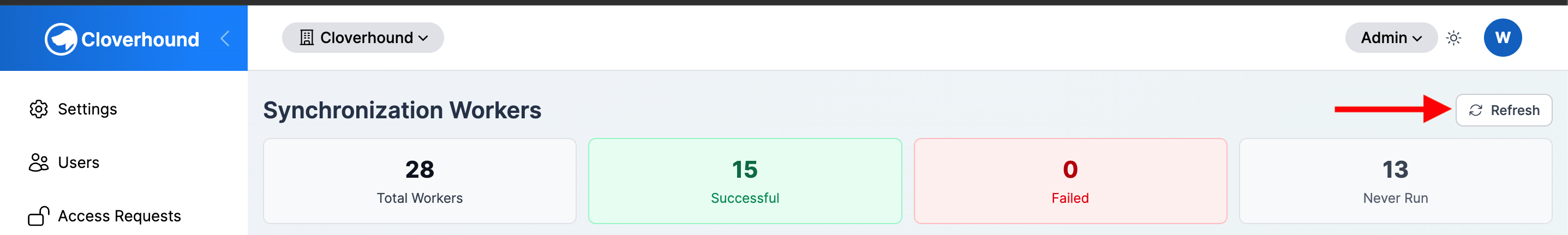 Refresh button in the page header