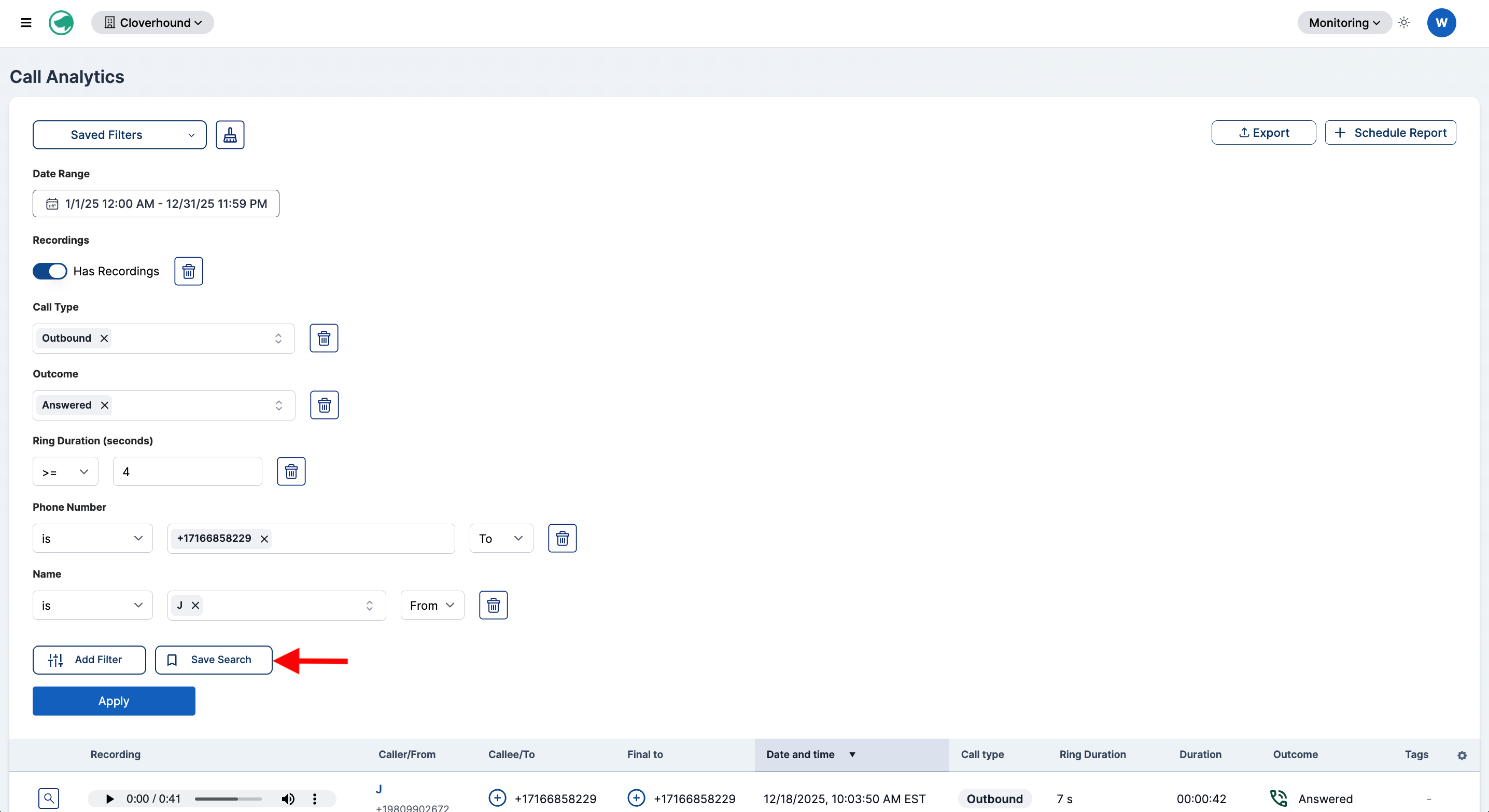 Save Search button highlighted