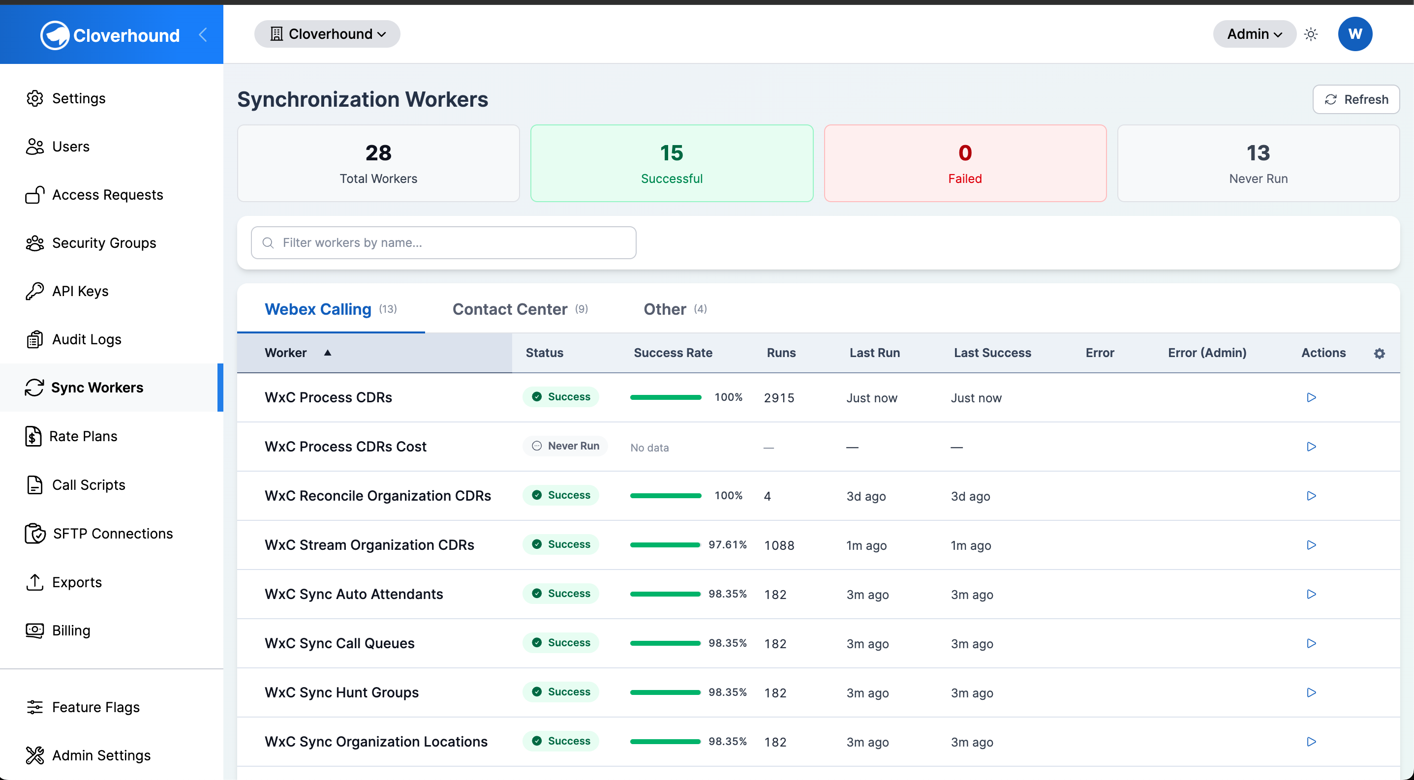 Sync Workers in the Admin sidebar