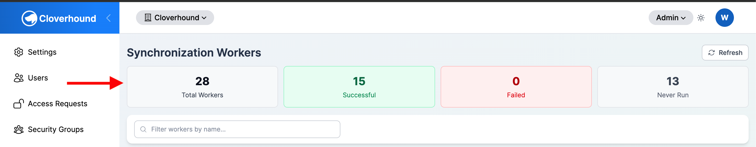Sync Workers summary cards