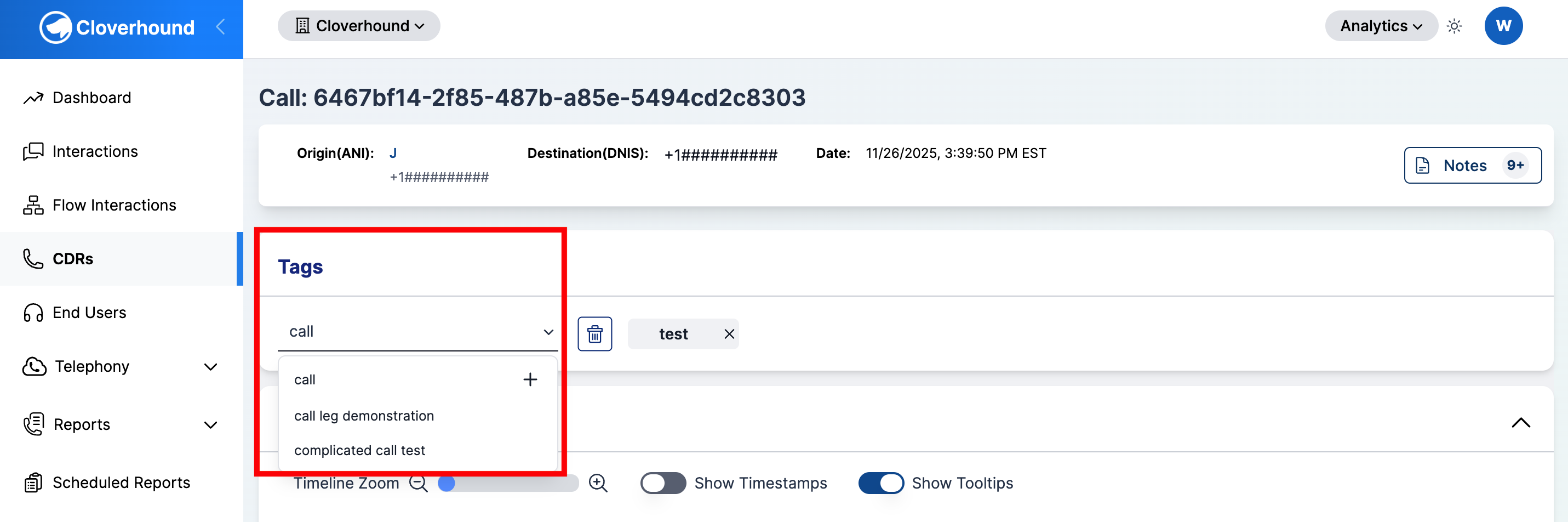 Dropdown showing existing and new tag options