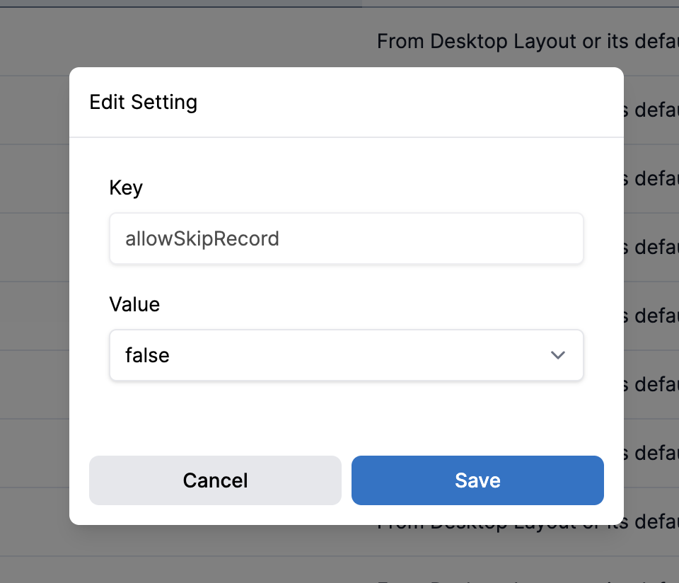 Edit Setting modal for a team setting 1