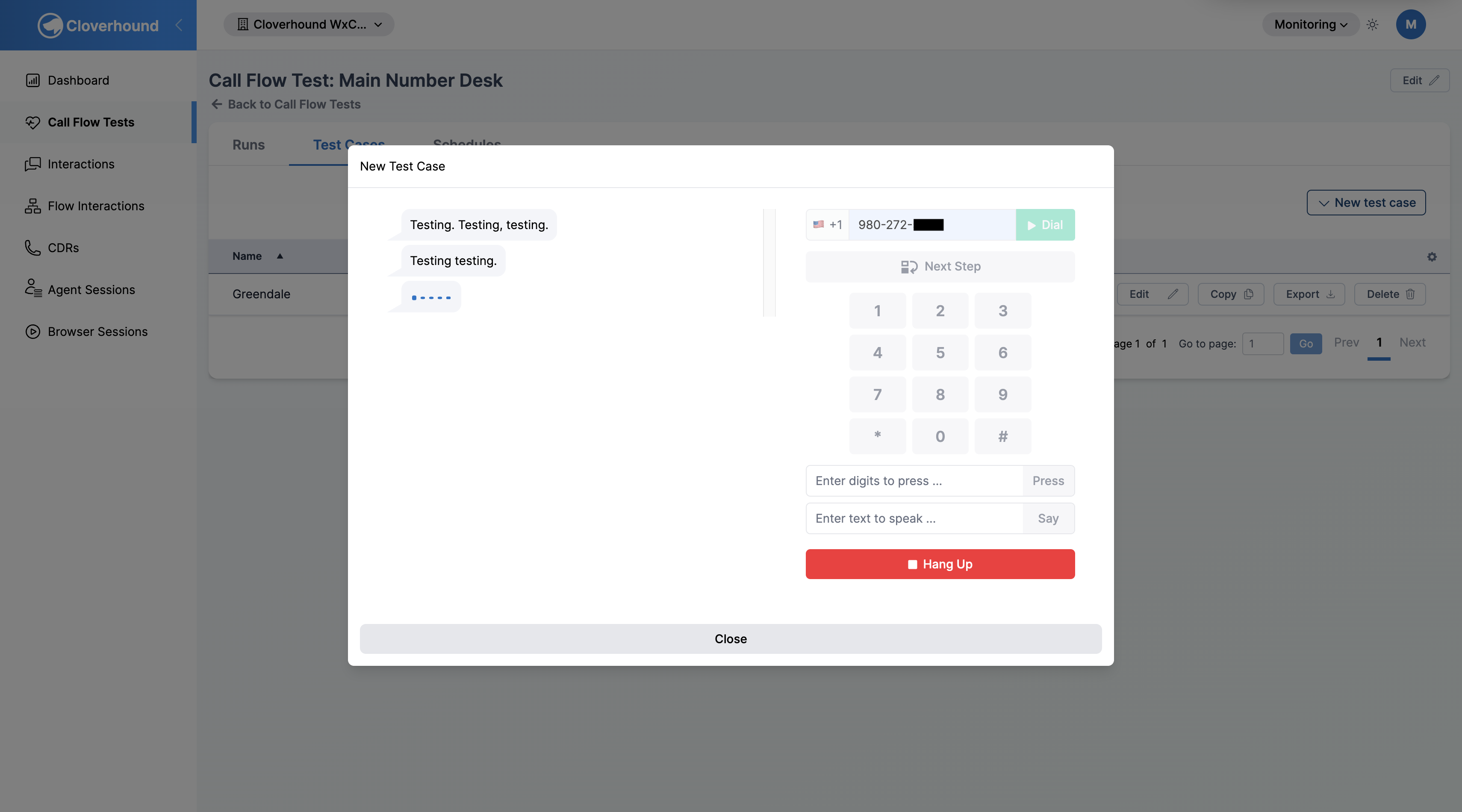 Configure via live call modal